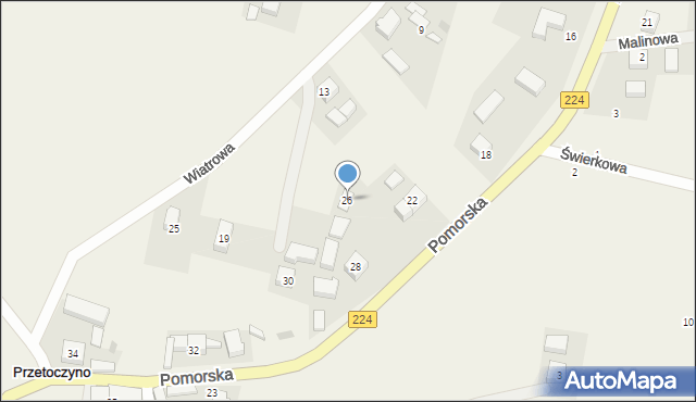 Przetoczyno, Pomorska, 26, mapa Przetoczyno