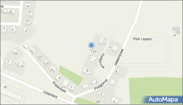 Przodkowo, Podgórna, 9, mapa Przodkowo