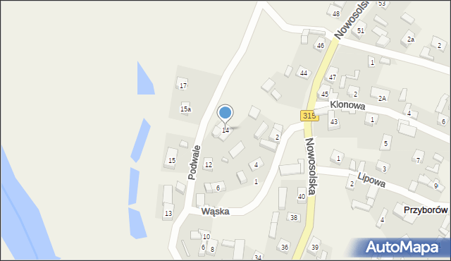 Przyborów, Podwale, 14, mapa Przyborów