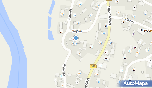 Przyborów, Podwale, 8, mapa Przyborów