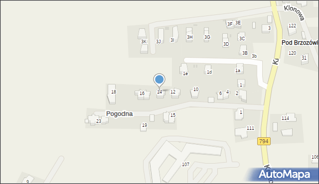 Przybysławice, Pogodna, 14, mapa Przybysławice