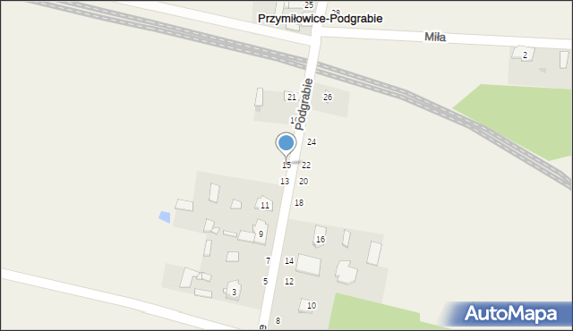 Przymiłowice, Podgrabie, 15, mapa Przymiłowice