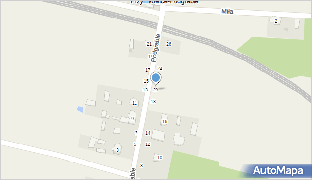 Przymiłowice, Podgrabie, 20, mapa Przymiłowice