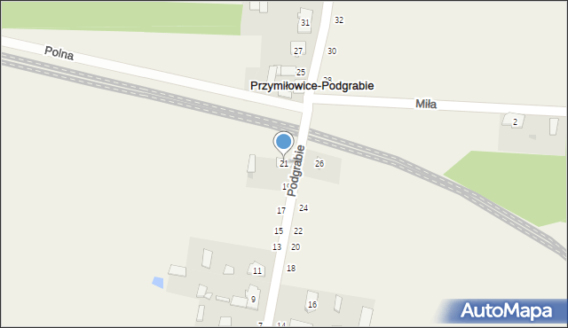 Przymiłowice, Podgrabie, 21, mapa Przymiłowice