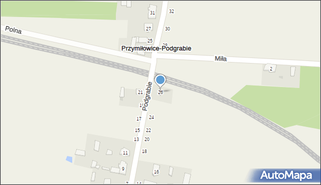 Przymiłowice, Podgrabie, 26, mapa Przymiłowice