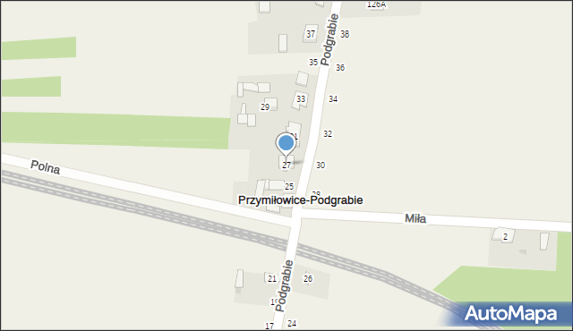 Przymiłowice, Podgrabie, 27, mapa Przymiłowice