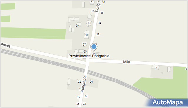 Przymiłowice, Podgrabie, 28, mapa Przymiłowice