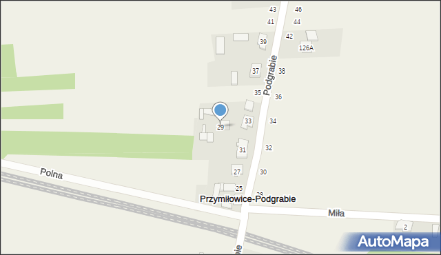 Przymiłowice, Podgrabie, 29, mapa Przymiłowice