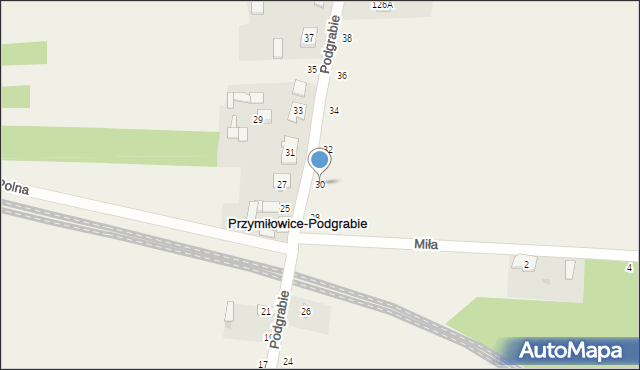 Przymiłowice, Podgrabie, 30, mapa Przymiłowice