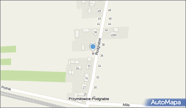 Przymiłowice, Podgrabie, 35, mapa Przymiłowice