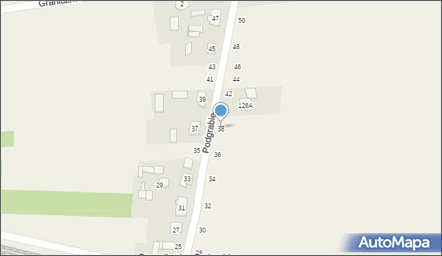 Przymiłowice, Podgrabie, 38, mapa Przymiłowice