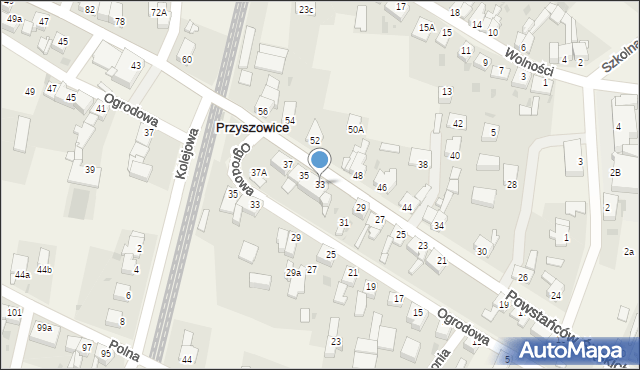 Przyszowice, Powstańców Śląskich, 33, mapa Przyszowice