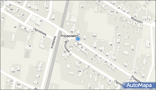 Przyszowice, Powstańców Śląskich, 37, mapa Przyszowice