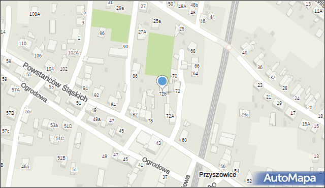 Przyszowice, Powstańców Śląskich, 72b, mapa Przyszowice