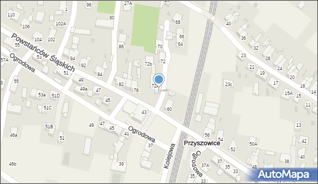 Przyszowice, Powstańców Śląskich, 74, mapa Przyszowice