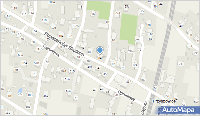 Przyszowice, Powstańców Śląskich, 84, mapa Przyszowice