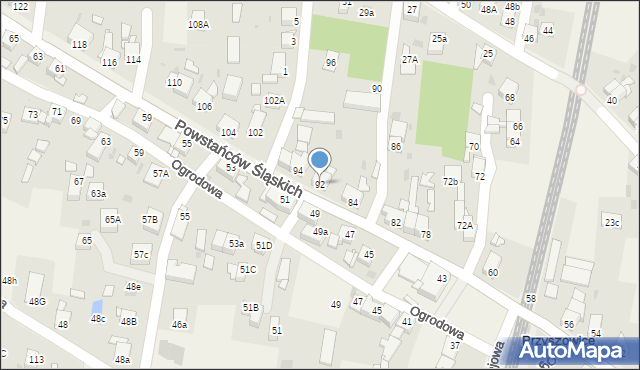Przyszowice, Powstańców Śląskich, 92, mapa Przyszowice
