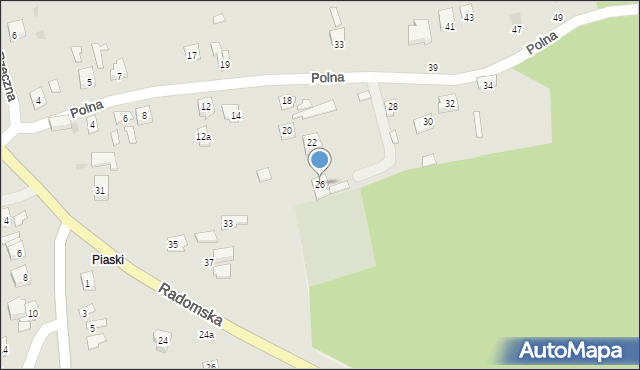 Przytyk, Polna, 26, mapa Przytyk