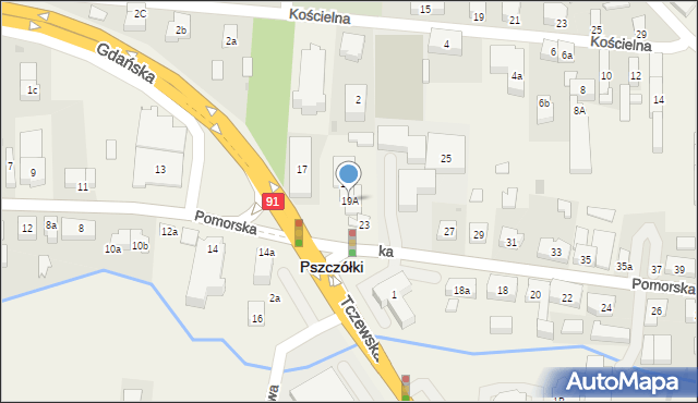 Pszczółki, Pomorska, 19A, mapa Pszczółki