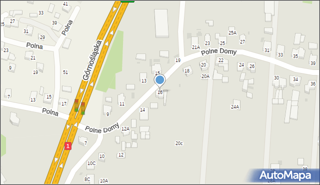 Pszczyna, Polne Domy, 16, mapa Pszczyny