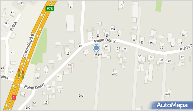 Pszczyna, Polne Domy, 20A, mapa Pszczyny