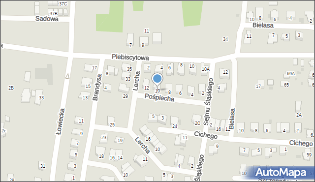 Pszczyna, Pośpiecha Pawła, ks., 10, mapa Pszczyny