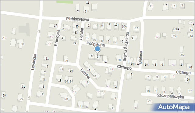 Pszczyna, Pośpiecha Pawła, ks., 3, mapa Pszczyny