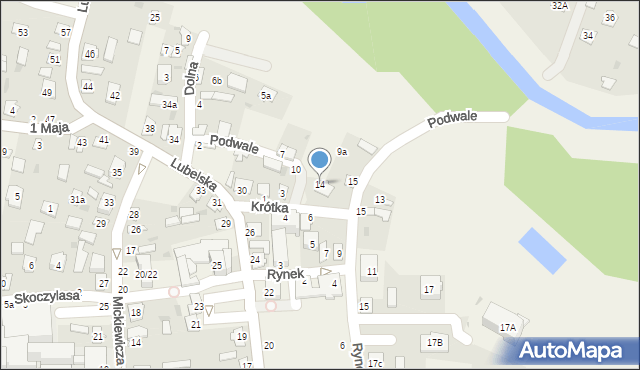 Puchaczów, Podwale, 14, mapa Puchaczów