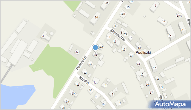 Pudliszki, Poniecka, 14, mapa Pudliszki