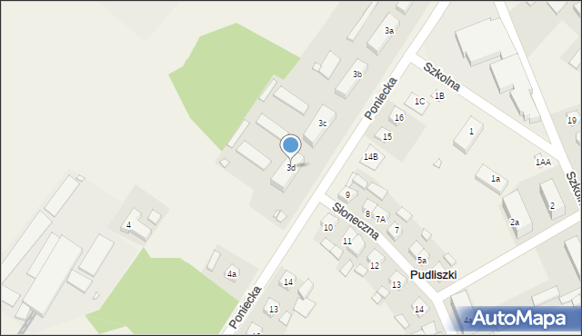 Pudliszki, Poniecka, 3d, mapa Pudliszki