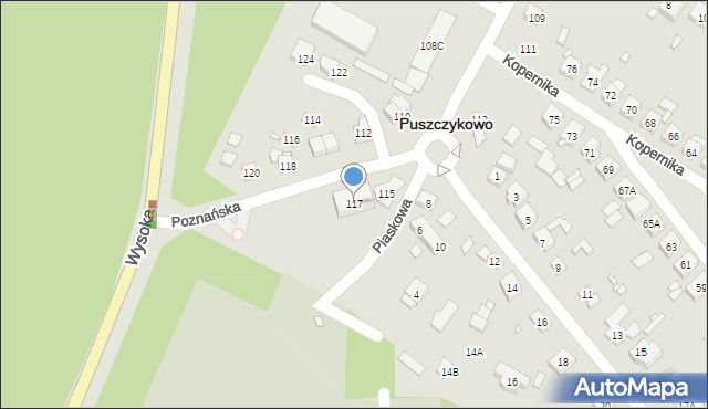 Puszczykowo, Poznańska, 117, mapa Puszczykowo