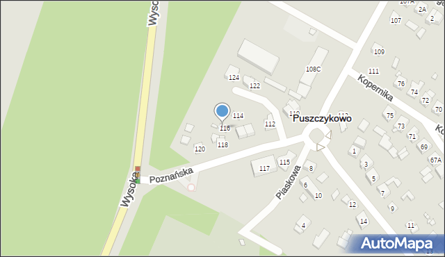 Puszczykowo, Poznańska, 118a, mapa Puszczykowo