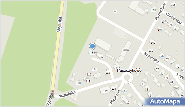 Puszczykowo, Poznańska, 124, mapa Puszczykowo