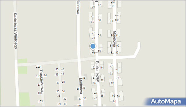 Pyskowice, Poziomkowa, 65, mapa Pyskowice