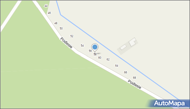 Pysznica, Podlesie, 58, mapa Pysznica