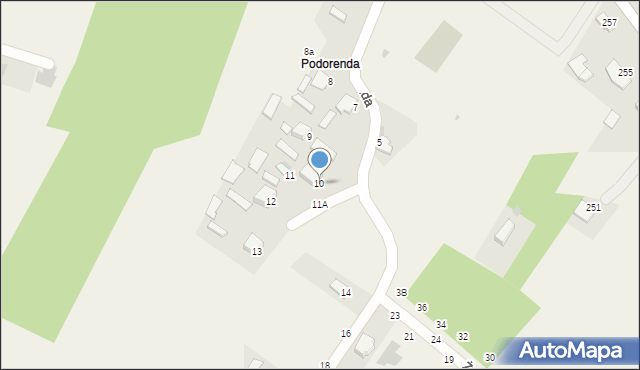 Pysznica, Podorenda, 10, mapa Pysznica