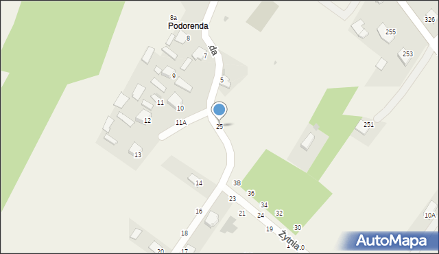 Pysznica, Podorenda, 25, mapa Pysznica