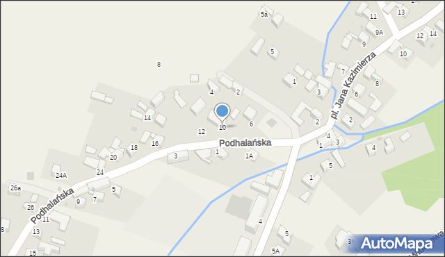 Pyzówka, Podhalańska, 10, mapa Pyzówka