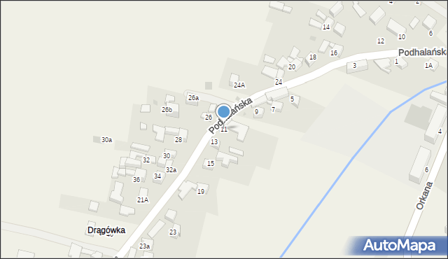 Pyzówka, Podhalańska, 11, mapa Pyzówka