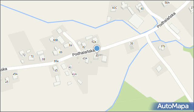 Pyzówka, Podhalańska, 43, mapa Pyzówka