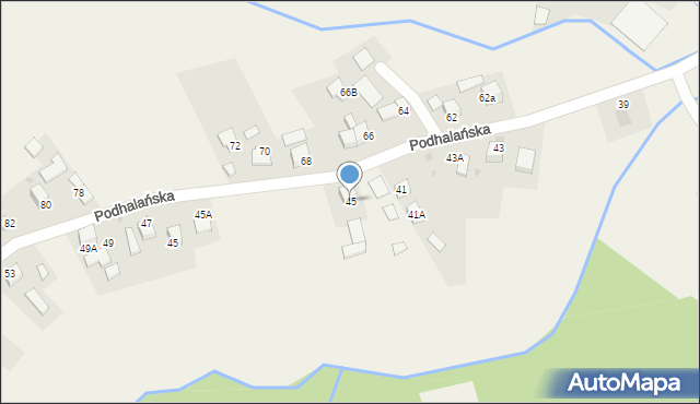 Pyzówka, Podhalańska, 45, mapa Pyzówka