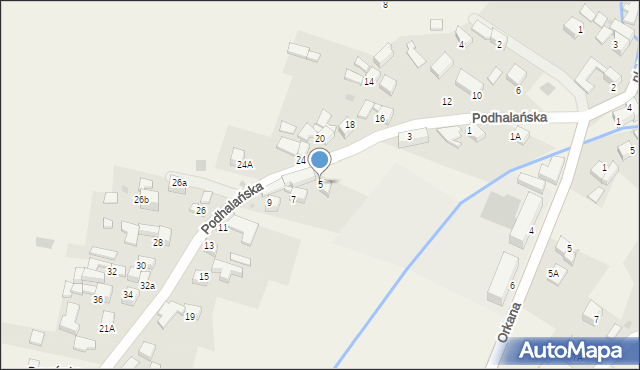 Pyzówka, Podhalańska, 5, mapa Pyzówka