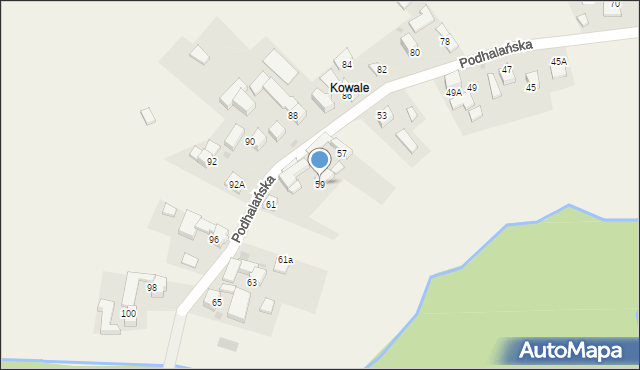 Pyzówka, Podhalańska, 59, mapa Pyzówka