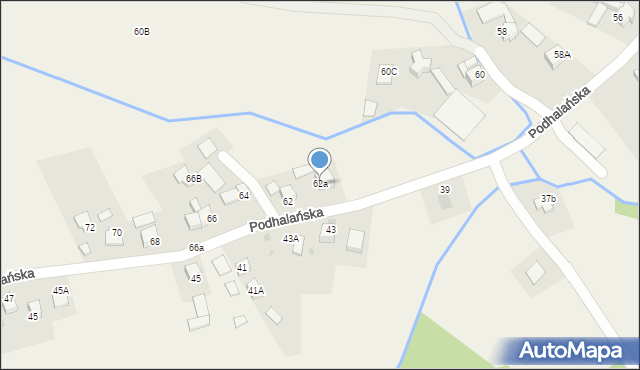 Pyzówka, Podhalańska, 62a, mapa Pyzówka