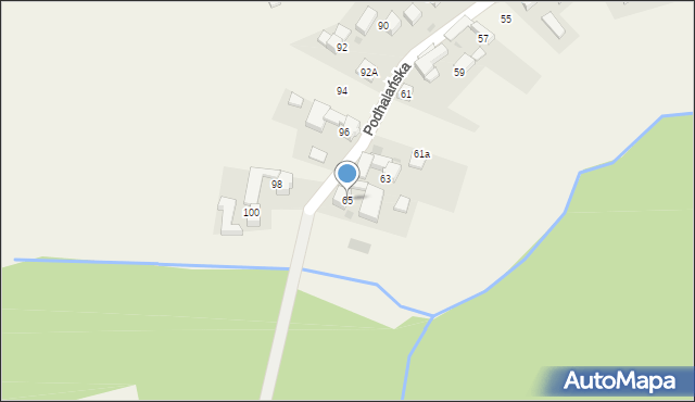 Pyzówka, Podhalańska, 65, mapa Pyzówka