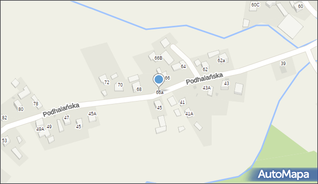 Pyzówka, Podhalańska, 66a, mapa Pyzówka