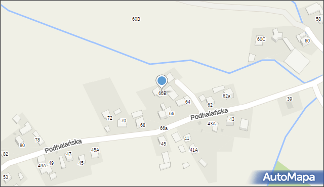 Pyzówka, Podhalańska, 66B, mapa Pyzówka