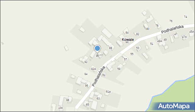 Pyzówka, Podhalańska, 90, mapa Pyzówka