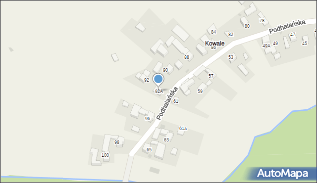 Pyzówka, Podhalańska, 92A, mapa Pyzówka