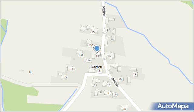 Pyzówka, Polna, 13, mapa Pyzówka